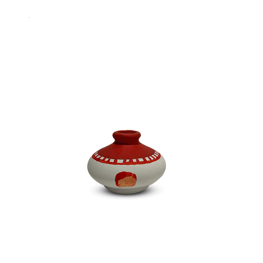 Hand-Painted Earthen Terracotta Vase - Vases / Decorative for Home Miniature Terracotta Pots
