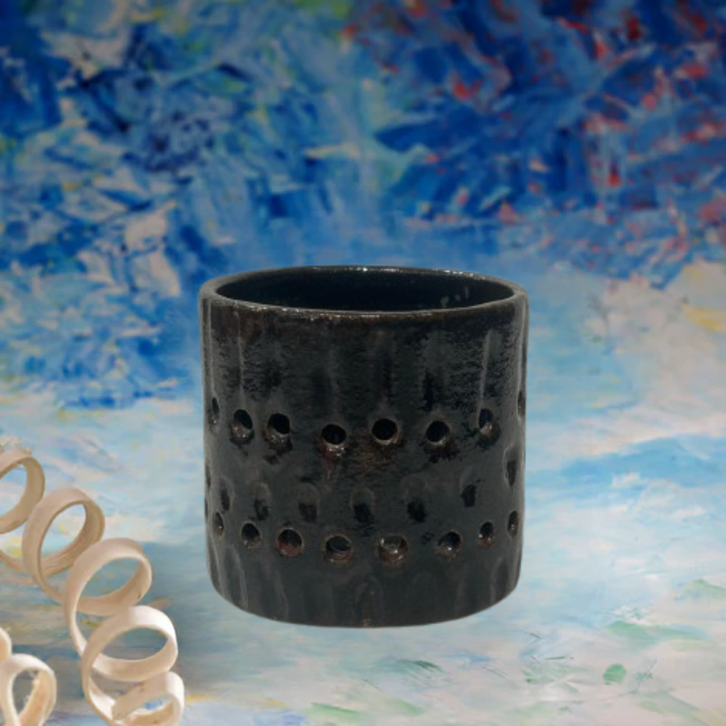 Shadow Grid Ceramic Candle Holder