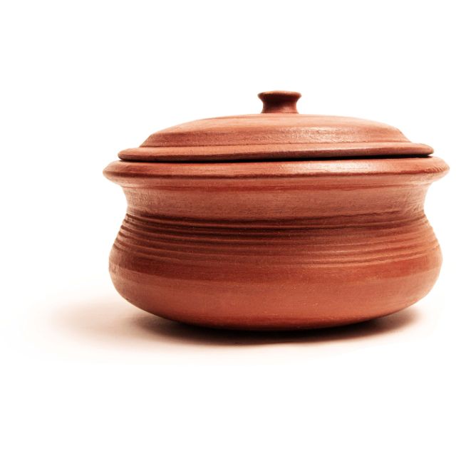 Curved Shape Curry Mud Pot / Terracotta Earthen Pots Curry Pot with lid