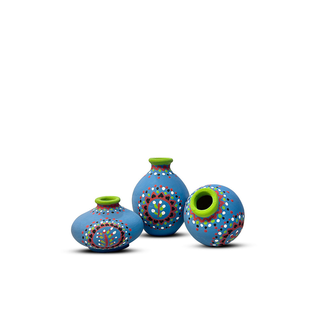 Hand-Painted Earthen Terracotta Vase - Vases / Decorative for Home Miniature Terracotta Pots