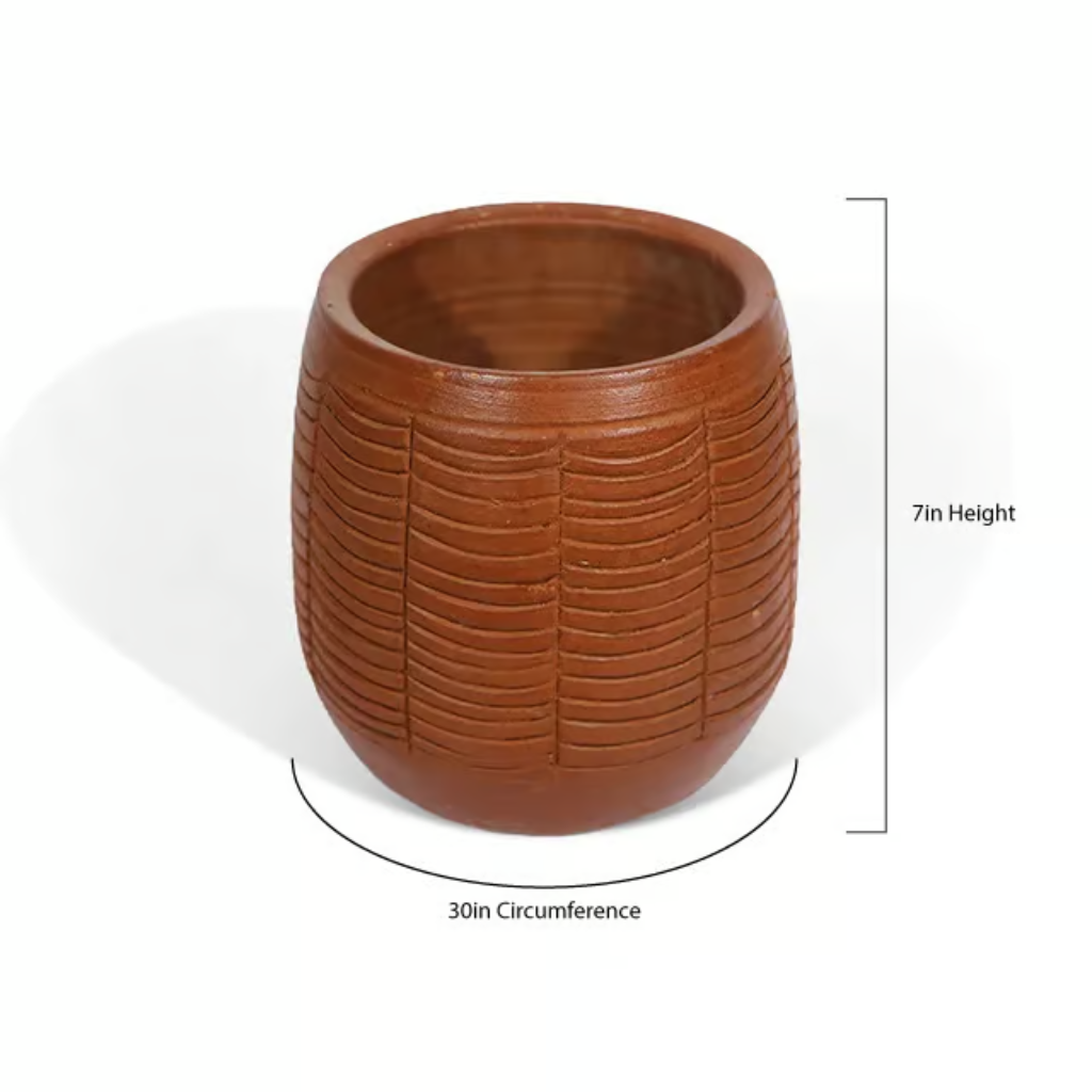 Terracotta Striped Design Planters | Clay Pot