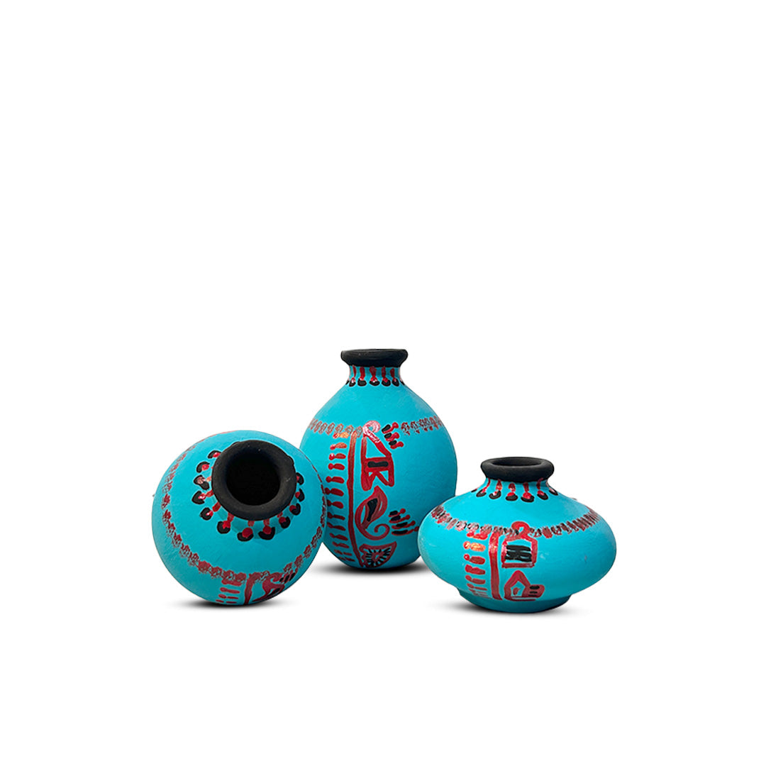 Hand-Painted Earthen Terracotta Vase - Vases / Decorative for Home Miniature Terracotta Pots