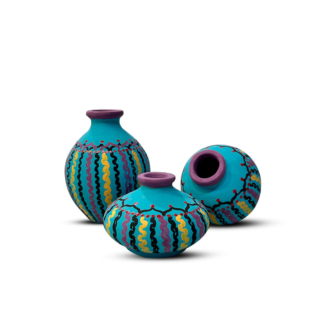 Hand-Painted Earthen Terracotta Vase - Vases / Decorative for Home Miniature Terracotta Pots