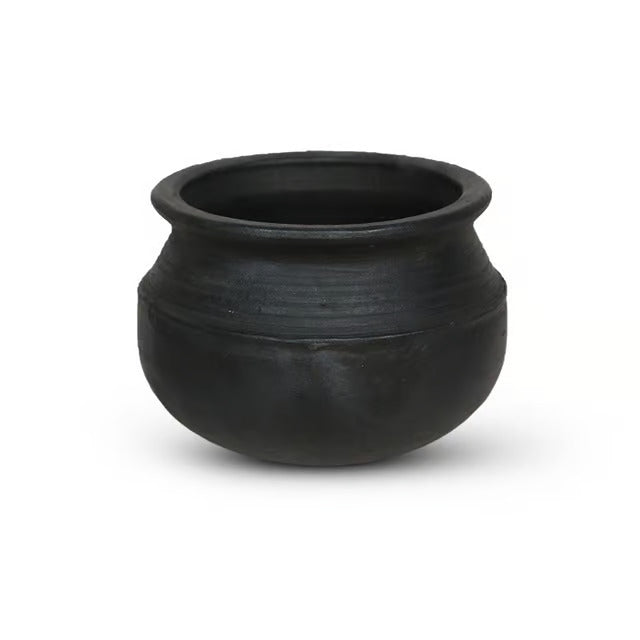 Curry Clay Earthen Pot Round Black