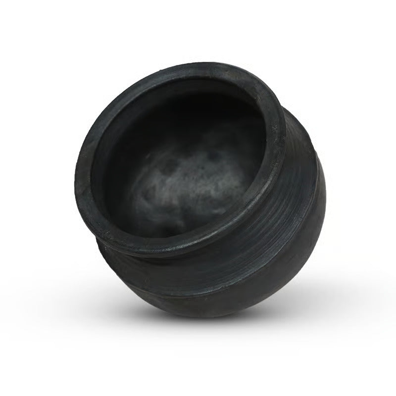 Curry Clay Earthen Pot Round Black