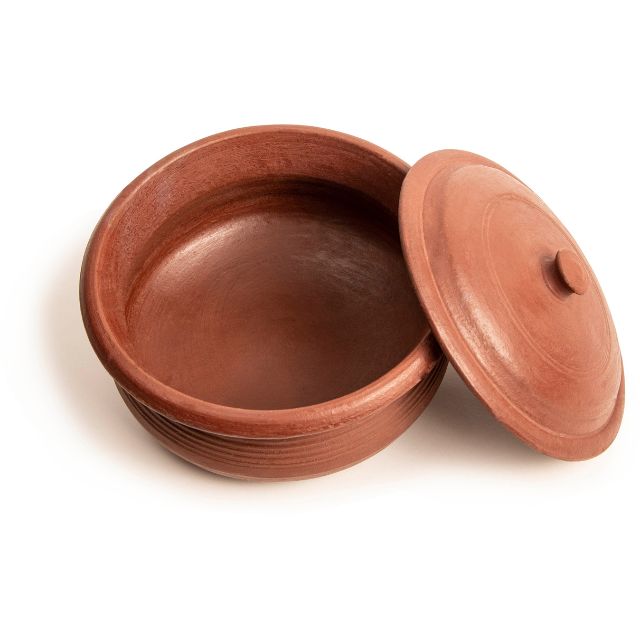 Curved Shape Curry Mud Pot / Terracotta Earthen Pots Curry Pot with lid