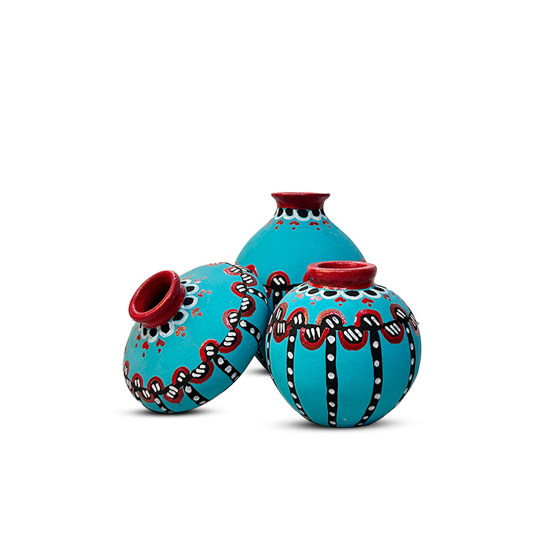 Hand-Painted Earthen Terracotta Vase - Vases / Decorative for Home Miniature Terracotta Pots