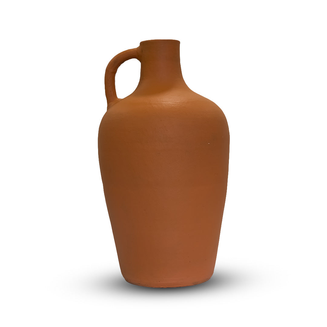 Rustic Terracotta Jug Vase with Handle – Flower Vase