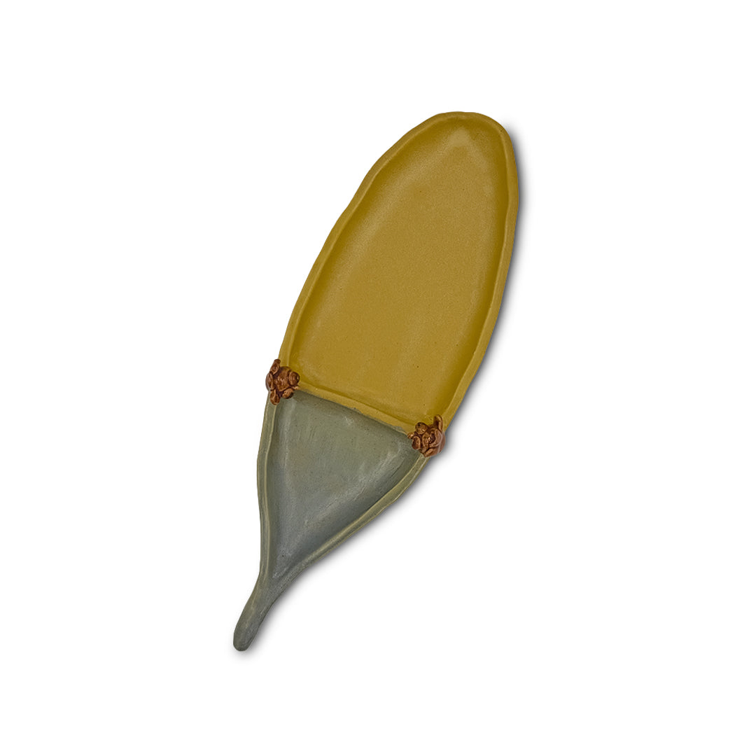 Bicolor Ceramic Leaf Tray with Sculpted Handles/Ceramic Tray/Serving Tray