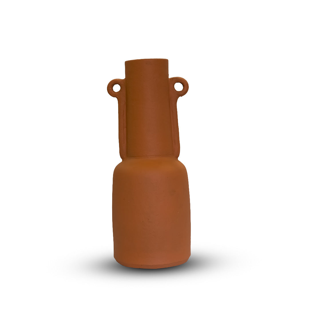 Rustic Twin-Handle Terracotta Vase-Flower Vase