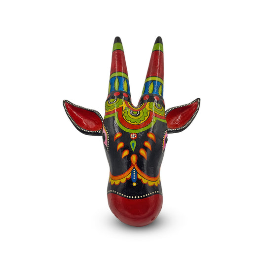 Colorful Hand-Painted Bull Head Wall Art