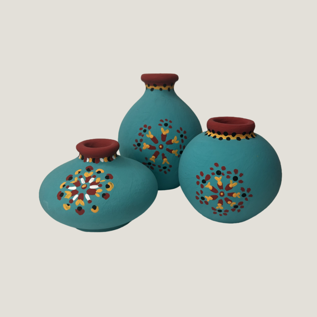 Hand-Painted Earthen Terracotta Vase - Vases / Decorative for Home Miniature Terracotta Pots