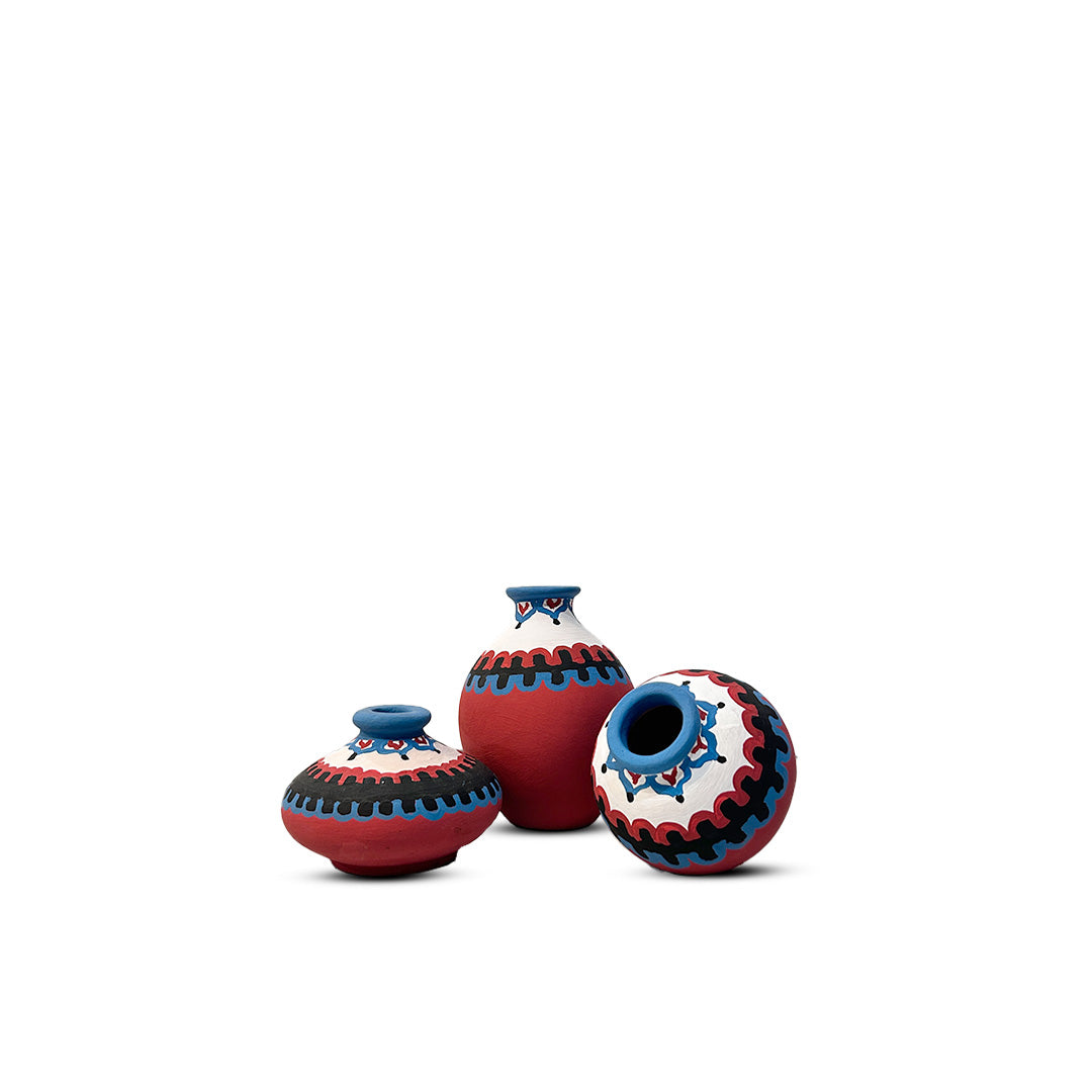 Hand-Painted Earthen Terracotta Vase - Vases / Decorative for Home Miniature Terracotta Pots