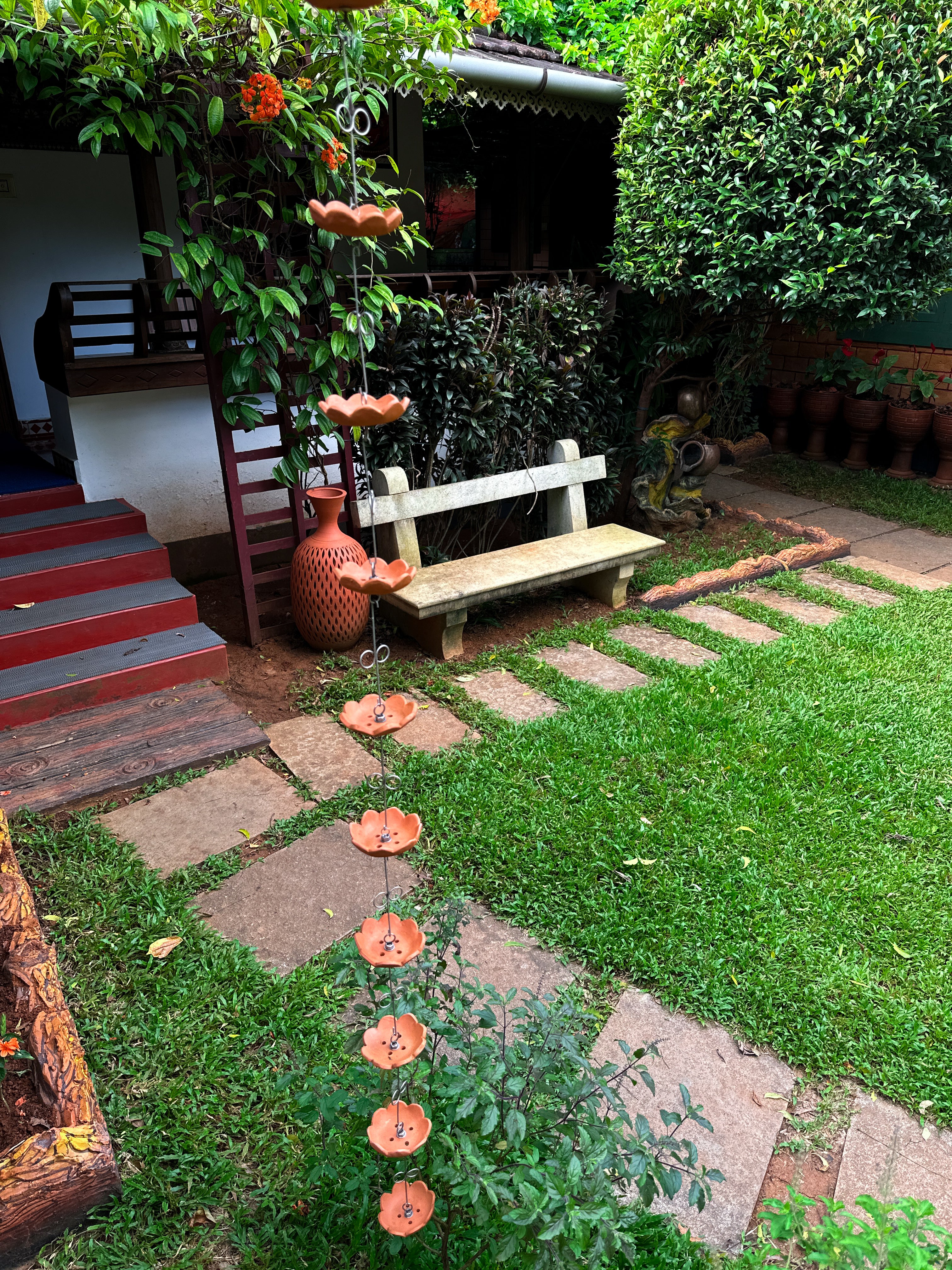 Mazha Thooku /Handmade Terracotta Rainwater Chain
