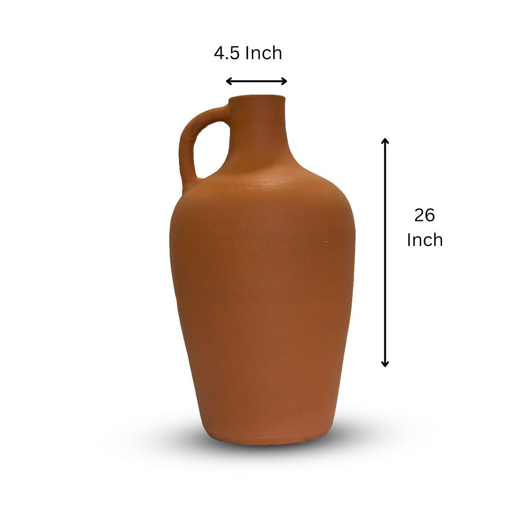 Rustic Terracotta Jug Vase with Handle – Flower Vase