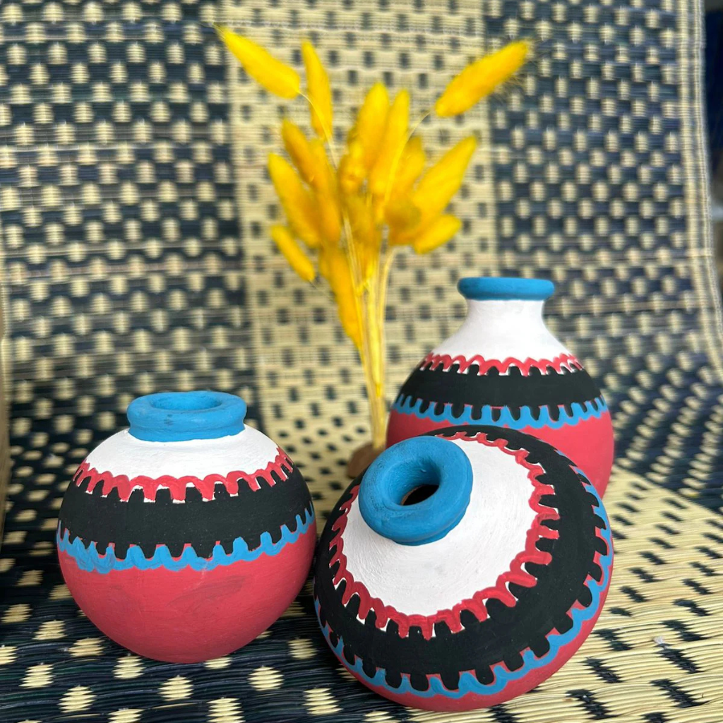 Hand-Painted Earthen Terracotta Vase - Vases / Decorative for Home Miniature Terracotta Pots