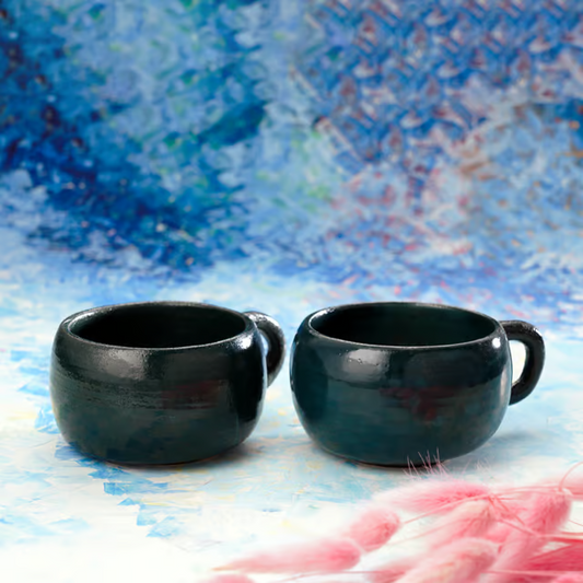 Handmade Round Jade Tea Cups - Set of Two