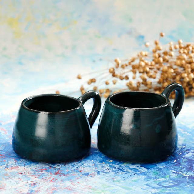 Handmade Jade Tea Cups - Set of Two | Ceramic